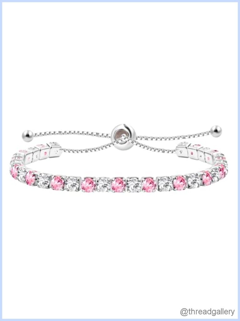 Adjustable Slider Tennis Bracelet 4mm Cubic Zirconia Copper White Gold Plated